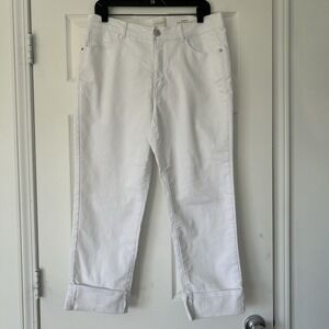 Angels Forever Young  Jeans Womens 14 White Deep Cuff Straight High Rise Denim